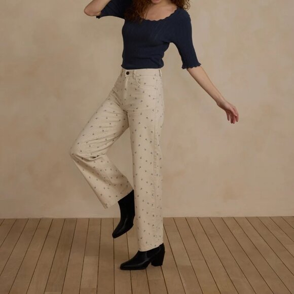 NWT - Rylee + Cru Straight Leg Pant | Blue Daisy - Picture 2 of 2